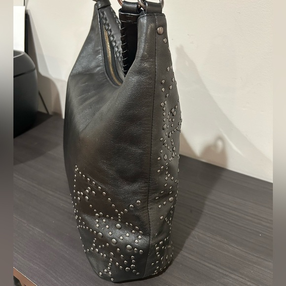 Coach Celeste Convertible Studded Hobo bag in black leather EUC - Picture 7 of 12